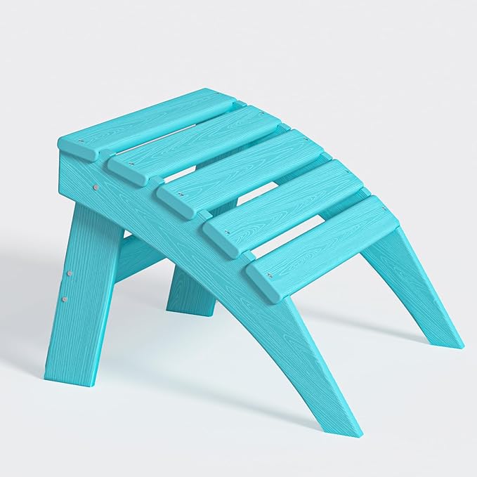 Plawdlik Folding Ottoman for Adirondack Chair–HDPE All-Weather Footrest for Outdoor Use, Garden & Poolside– Anti-Cracking, Fade-Resistant, Easy Assembly–Aruba