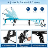 Giantex Folding Beach Tanning Chair - Adjustable Patio Lounge Chair w/Face Hole, Removable Pillows, Carry Strap - Photo 4