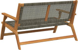 48" Grey Acacia Wood Outdoor Bench Patio Seating for 2 - Photo 5