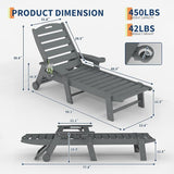 GarveeLife HDPE 5-Position Outdoor Chaise Lounge Chair with Cup Holder and Wheels Set of 2 - Photo 2