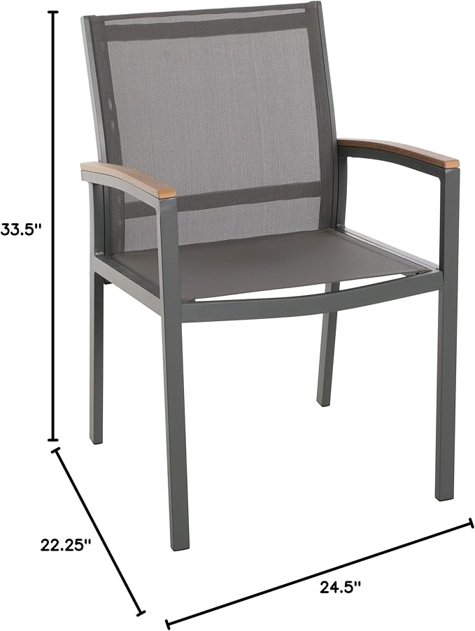 Christopher Knight Home Emma Outdoor Mesh and Aluminum Frame Dining Chair (Set of 2), Gray - Photo 3