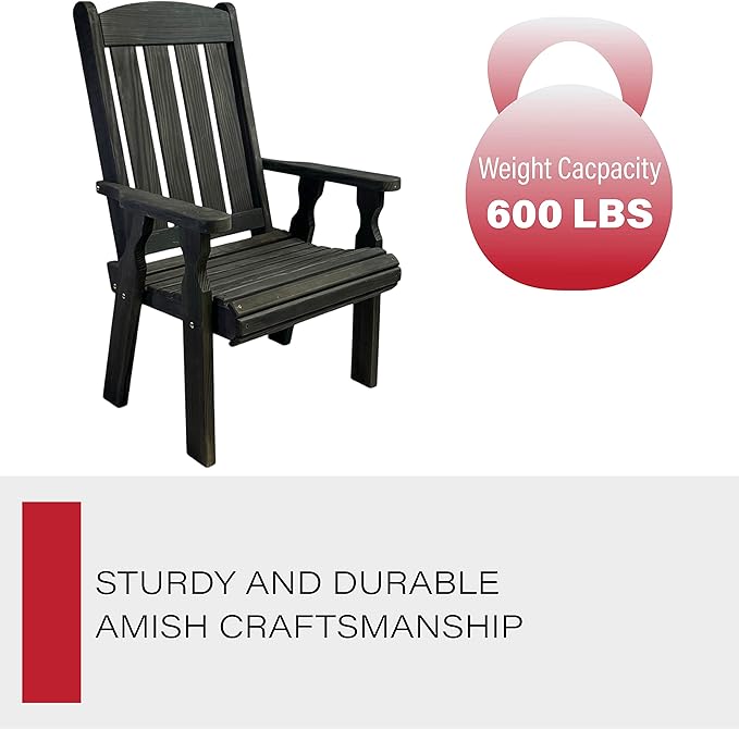 Amish Casual Heavy Duty 600 Lb High Back Mission Treated Patio Chair (Semi-Solid Black Stain)