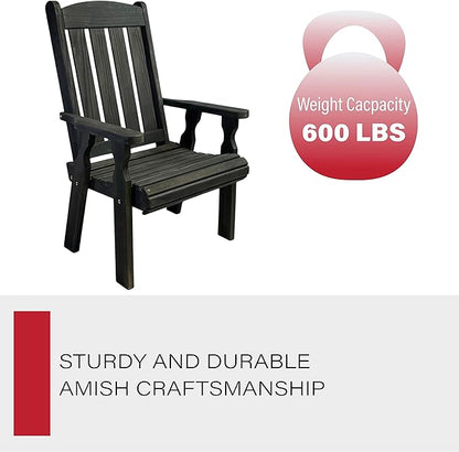 Amish Casual Heavy Duty 600 Lb High Back Mission Treated Patio Chair (Semi-Solid Black Stain)