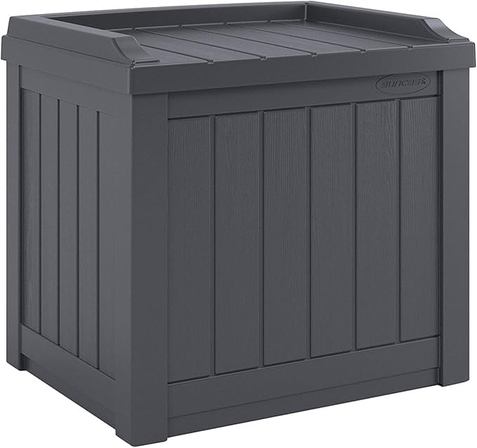Suncast 2 Pack Small Deck Box Storage w/ Bench Seat for Indoor & Outdoor Use, 22 Gal., Cyberspace