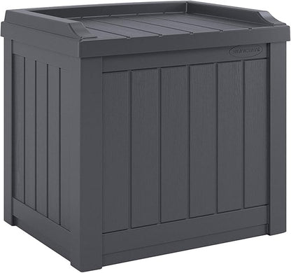 Suncast 2 Pack Small Deck Box Storage w/ Bench Seat for Indoor & Outdoor Use, 22 Gal., Cyberspace