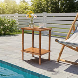 Outvita Outdoor Side Table, Acacia Wooden End Table Small Coffee Table for Patio Balcony Garden Living Room Bedroom - Photo 2