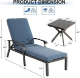 2 Chaise Lounge Chairs with 1 Side Table, Cast Aluminum Tanning Chair with Adjustable 5 Position Recliner - Photo 2