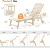 LUE BONA Lounge Chair Outdoor with Table, 2-Piece, HDPS Chaise Lounge Outdoor with Wheels - Photo 7