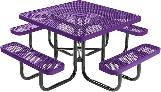 COATEDOUTDOORFURNITURE Heavy-Duty Portable Outdoor Picnic Table with Umbrella Hole - Photo 1