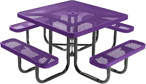 COATEDOUTDOORFURNITURE Heavy-Duty Portable Outdoor Picnic Table with Umbrella Hole - Photo 1