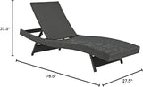 Modway Sojourn Wicker Rattan Outdoor Patio Sunbrella Fabric Chaise Lounge in Antique Canvas Beige - Photo 3