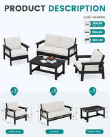 SERWALL HDPE Patio Furniture Set with 15FT Double Side Patio Umbrella - Photo 6