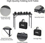 Anbte Folding Grill Table, 3ft Tri-Fold Aluminum Folding Table Adjustable Height Max 27.5" Grill Table with Mesh Desktop - Photo 5