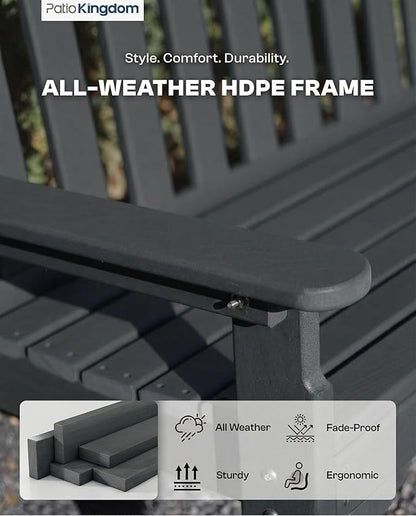 HDPE Garden Bench, All Weather 2-Person Outdoor Benches, Rust Free & Fade Resistant Patio Benches for Garden, Porch, Backyard, Deck, Lawn, Balcony, Poolside (Black, 2 Benches)
