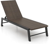 Tangkula PE Wicker Patio Chaise Lounge Chair, Outdoor 4-Position Recliner with Wheels - Photo 1