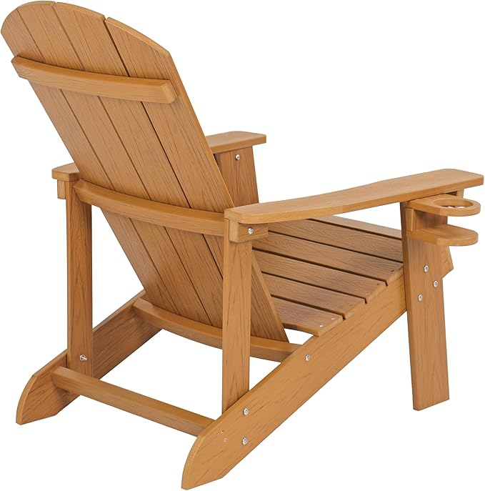 Outdoor Adirondack Chair, Weather-Resistant HIPS Patio Lounge Chair, 1Pcs Fixed Seating for Porch, Garden, Deck, Backyard