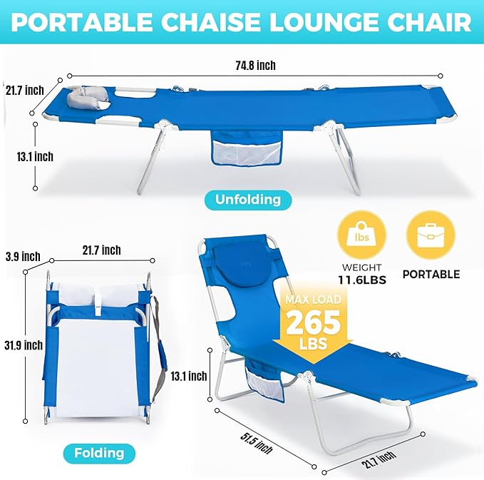 #WEJOY Folding Tanning Chair with Face Hole - Photo 3