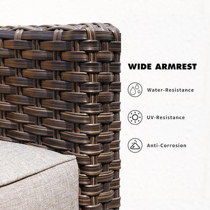 Grand patio Outdoor Furniture, Patio Wicker Sectional Sofa Modular Furniture Set Single Sofa with Thick Cushions and Frame for Deck Porch Poolside Garden (Left Arm)