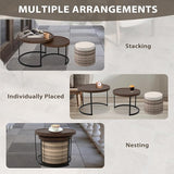 EAGLE PEAK Sunset Dune Collection Round Modern Nesting Coffee Tables, Wood Grain Top Stacking Accent Tables - Photo 7