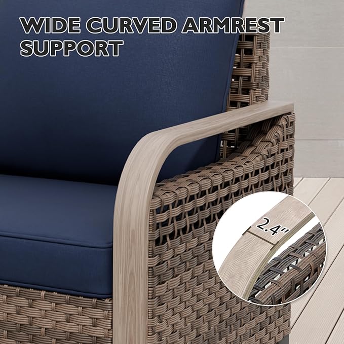 EAGLE PEAK Wicker Outdoor Patio Sofa Modern Rattan Patio Furniture Loveseat for Backyard Deck Porch Balcony - Photo 6