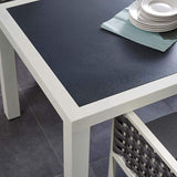 Modway Stance 91" Outdoor Patio Modern Spray Stone Glass Aluminum Dining Table in White Gray - Photo 7