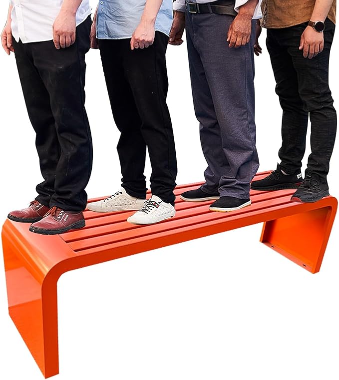 Metal Garden Bench, Weatherproof Backless Patio Benches, Outdoor Park Bench, Front Porch Bench, Pool Deck Bench, Choice of Colours, for Park, Yard, Porch, Lawn(Black,47.2in/120cm)