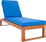 SAFAVIEH Outdoor Collection Solano Natural Brown Solid Wood/Royal Blue Cushion Patio Adjustable Chaise Lounge Chair - Photo 4
