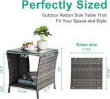 VINGLI Outdoor Wicker Side Table Patio Side Tables for Outside - Photo 3