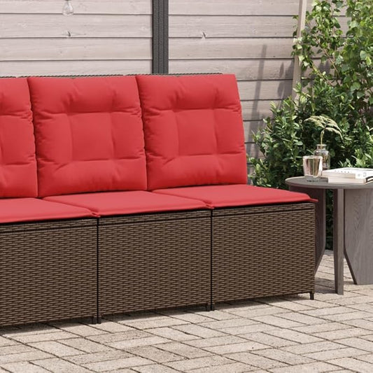 Outdoor Reclining Patio Sofa, Single Seat Wicker Rattan Chair with Adjustable Backrest, Comfortable Cushioned Garden Lounge Seat for Balcony, Porch, Backyard, Brown