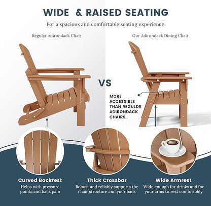 WO WESTIN OUTDOOR HDPE Laguna Adirondack Casual Patio Dining Chair,Teak