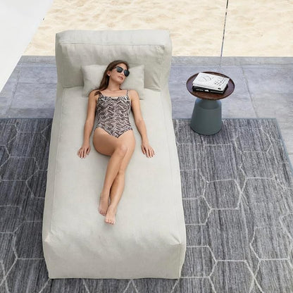 Outdoor Bean Bed Chair Sun Lounger, Outdoor Couch Sofa for Patio & Pool, Foam Filling Day Bed Furniture, Comfy Lazy Sofa for Outside, Water-Resistant Seating (Ivory, 70'' L)