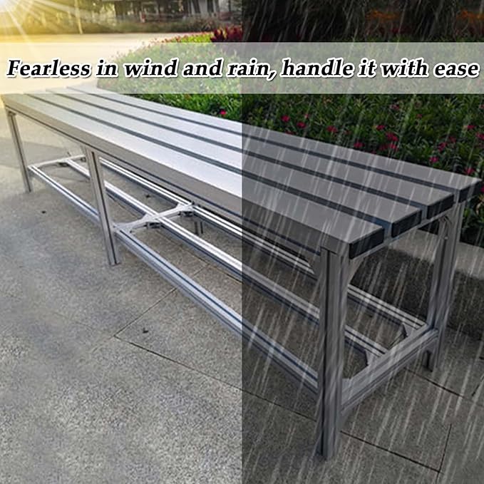 Outdoor Benches Weatherproof Porch Benches Outdoor Made of Aluminum Alloy Metal Garden Bench 2-Seater for Porch Patio Garden Lawn Balcony Backyard(150x36x45cm)