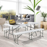 S AFSTAR 3 PCS Folding Table and Benches, 6Ft Camping Table & 2-Pack Folding Chairs with Carry Handles - Photo 2