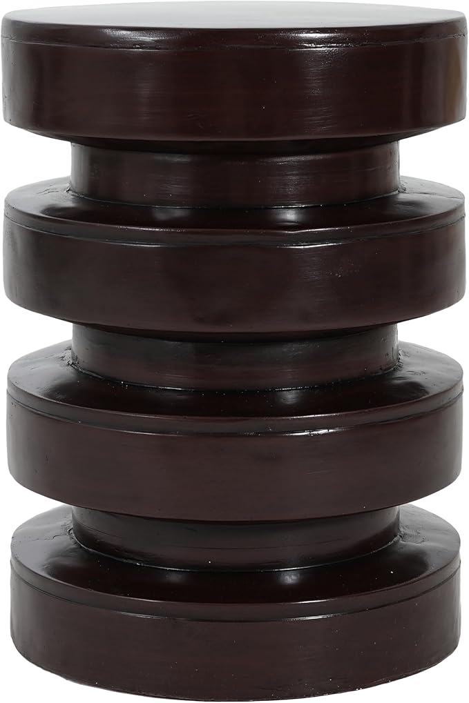 Christopher Knight Home Jeru Lightweight Concrete Round Coffee Table, Indoor and Outdoor Side Table for Living Room, MGO Small Side Table, 3-Tier Design, No Assembly Needed, Brown