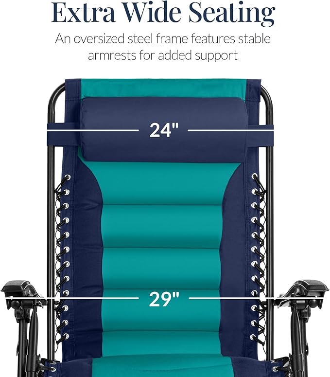 Best Choice Products Oversized Padded Zero Gravity Chair, Folding Outdoor Patio Recliner - Photo 4