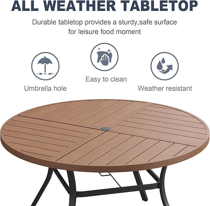 VICLLAX 53" Round Patio Dining Table for 6-8 - Photo 4