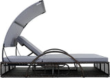 Outdoor Double Chaise Lounge with Adjustable Backrest and Sun Canopy - Photo 8
