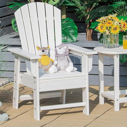 Giantex Adirondack Chair, Kids HDPE Patio Lawn Chair with Ergonomic Backrest for Deck, Porch, Backyard, Poolside, Indoor, Weather Resistance Toddler Outdoor Chair (1, White)