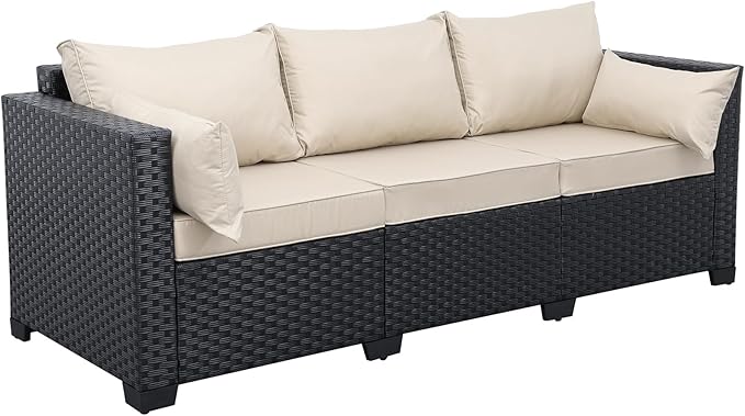 Rattaner Patio Furniture 3-seat Sofa Wicker Outdoor Furniture Outdoor Couch Deep Seat Hight Backrest Waterproof Cover - Photo 8
