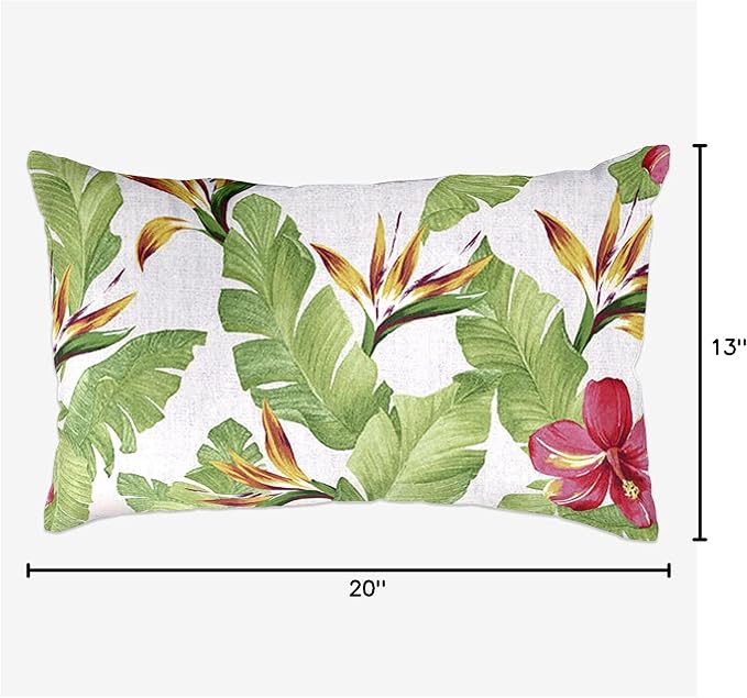 BrylaneHome Lumbar Pillow - 20" L x 13" W - Patio & Outdoor - Water, Stain & Fade Resistant - Hibiscus - Photo 7