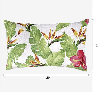 BrylaneHome Lumbar Pillow - 20" L x 13" W - Patio & Outdoor - Water, Stain & Fade Resistant - Hibiscus
