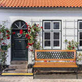 49.5in Outdoor Metal Garden Bench- Front Porch Wood Love Seat w/PVC Backrest - Photo 6