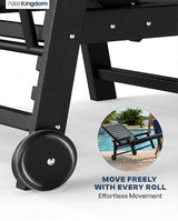 5-Position Adjustable Lounge Chair Outdoor Set of 2, HDPE Outdoor Chaise Lounge with Cup Holder & Wheels - Photo 4
