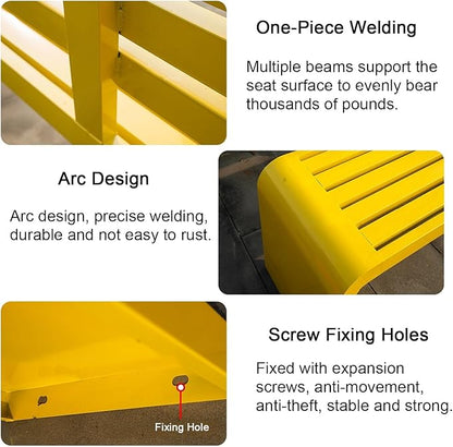 Durable Metal Garden Bench, 660lb Capacity Outdoor Seating for Yard, Patio, Entryway & Park - Stylish Yellow Finish (71in/180cm)