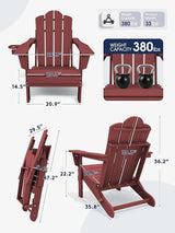 KINGYES Adjustable Folding Adirondack Chair, 3-Position Reclining Adirondack Chairs with Cup Holder - Photo 3