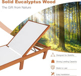 Tangkula Outdoor Wood Chaise Lounge Chair, Patio Chaise Lounger with 5-Position Adjustable Back - Photo 8