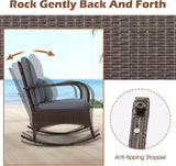 ORALNER 3 Pieces Patio Furniture Set, Outdoor Wicker Rocking Chairs with Cushions, Pillows, Glass Coffee Table - Photo 3