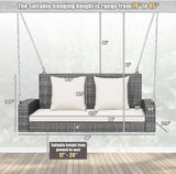 RELAX4LIFE 2-Person Porch Swing Bench - PE Rattan Outdoor Swing Chair with Comfortable Seat & Back Cushions - Photo 8