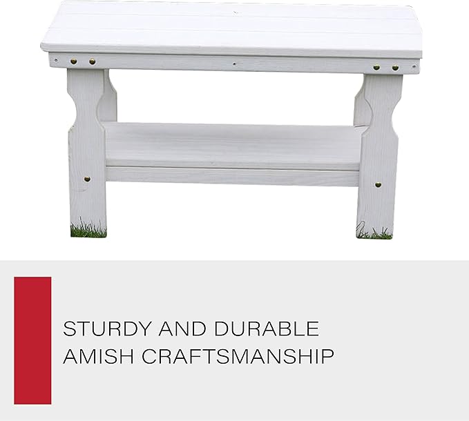 Amish Casual Heavy Duty Pressure Treated Wood Coffee Table in Semi-Solid White Stain - Crafted from Solid Pine by Amish Craftsmen in The USA