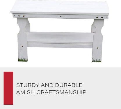 Amish Casual Heavy Duty Pressure Treated Wood Coffee Table in Semi-Solid White Stain - Crafted from Solid Pine by Amish Craftsmen in The USA